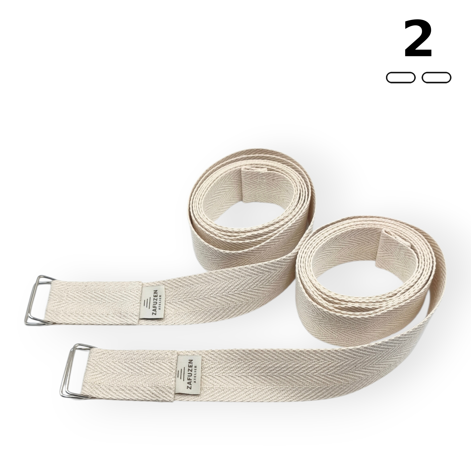 Pack 2 correas de yoga algodón orgánico – Doble hebilla metálica – Hechas en España – ZAFUZEN - Imagen 5