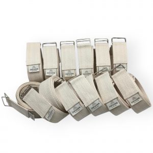 Pack 12 correas de yoga algodón orgánico – Doble hebilla metálica – Hechas en España – ZAFUZEN