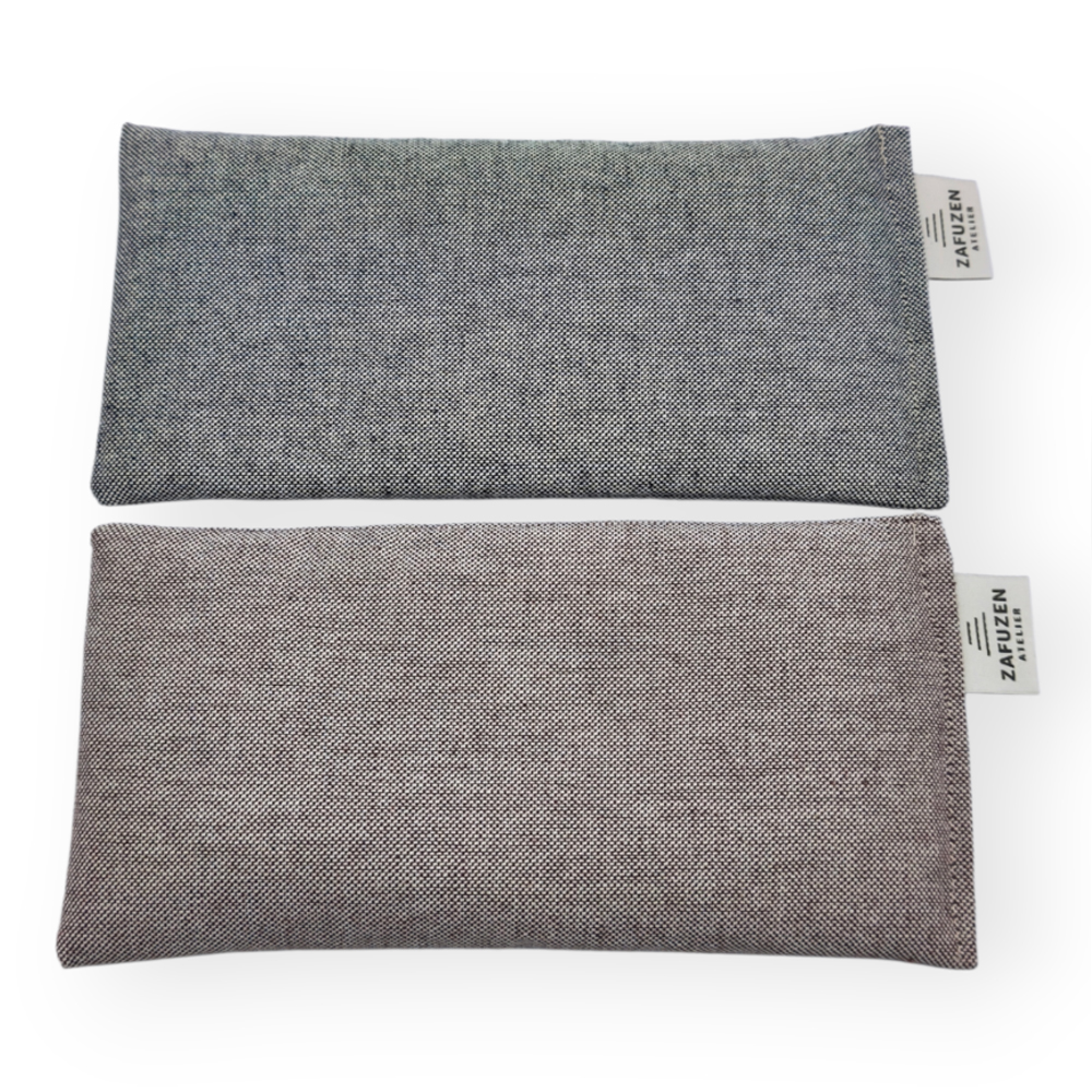 Pack 2 almohadas para ojos yoga Deep – Algodón natural – Relleno arroz y lavanda – ZAFUZEN