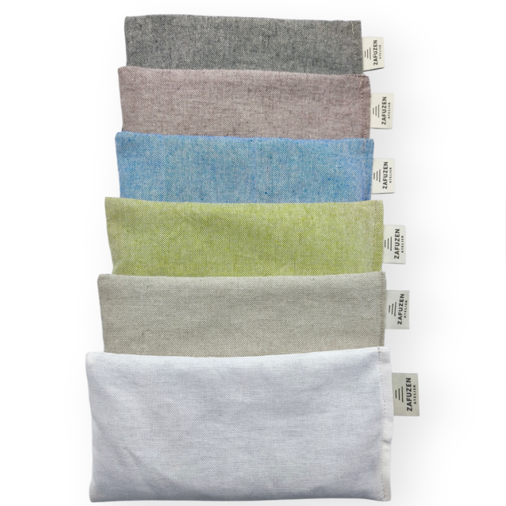 Pack 6 almohadas para ojos yoga – Algodón natural – Relleno arroz y lavanda – ZAFUZEN