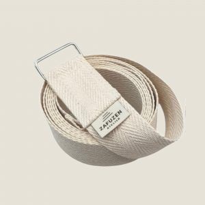 Correa de Yoga de Algodón Orgánico con Doble Hebilla Metálica – 250×4 cm – Hecha en España – ZAFUZEN