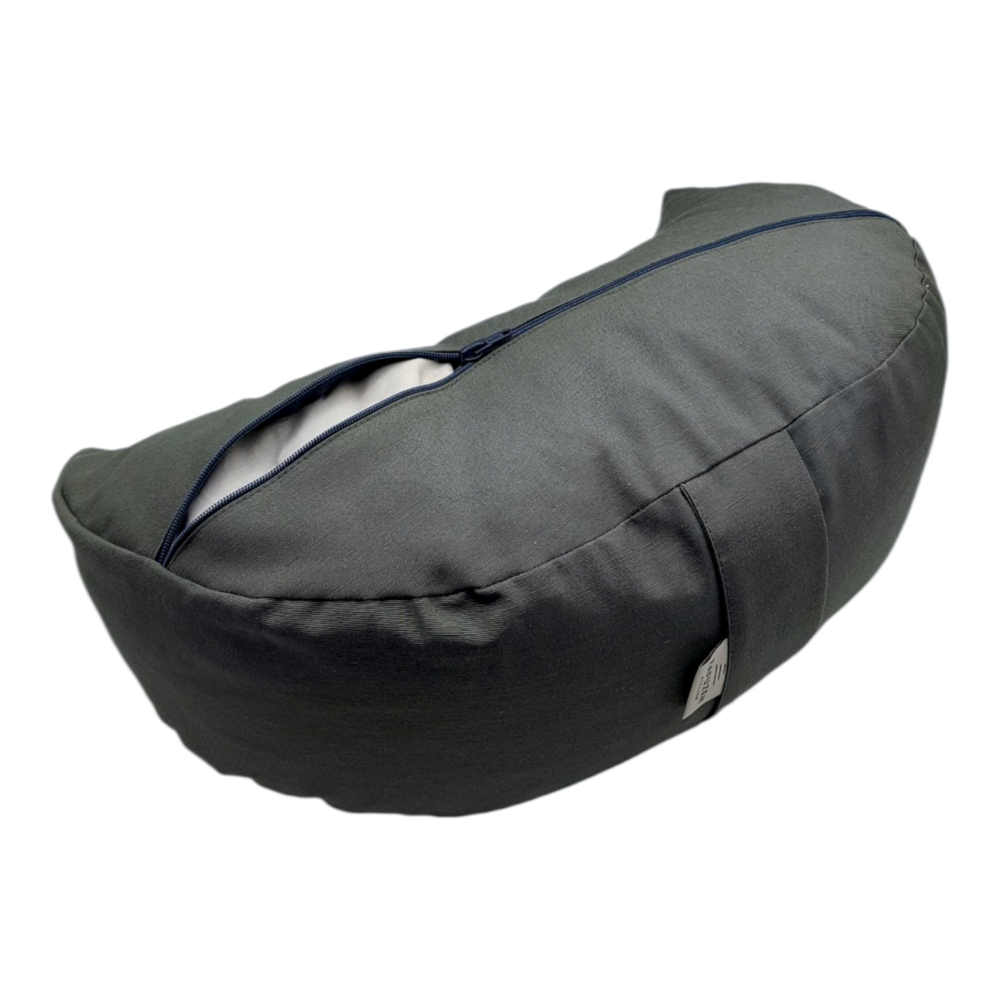 Zafú Media Luna · Cojín de Meditación Ergonómico · Zafu Yoga con Relleno de Cáscara de Trigo Sarraceno · Funda Lavable · Modelo: Stone · ZAFUZEN Atelier · 40×14 cm - Imagen 5