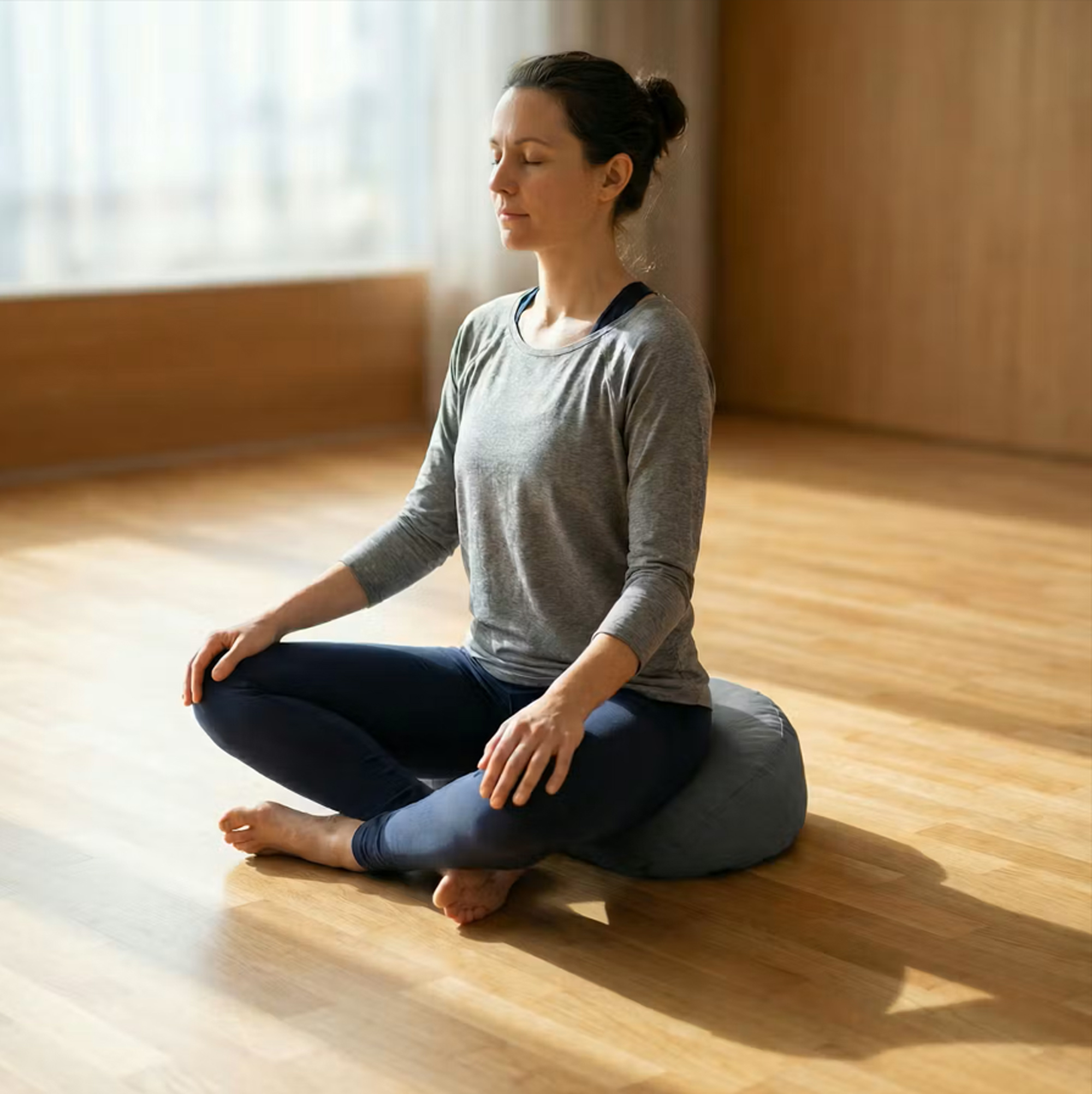 Zafú Media Luna · Cojín de Meditación Ergonómico · Zafu Yoga con Relleno de Cáscara de Trigo Sarraceno · Funda Lavable · Modelo: Stone · ZAFUZEN Atelier · 40×14 cm - Imagen 8