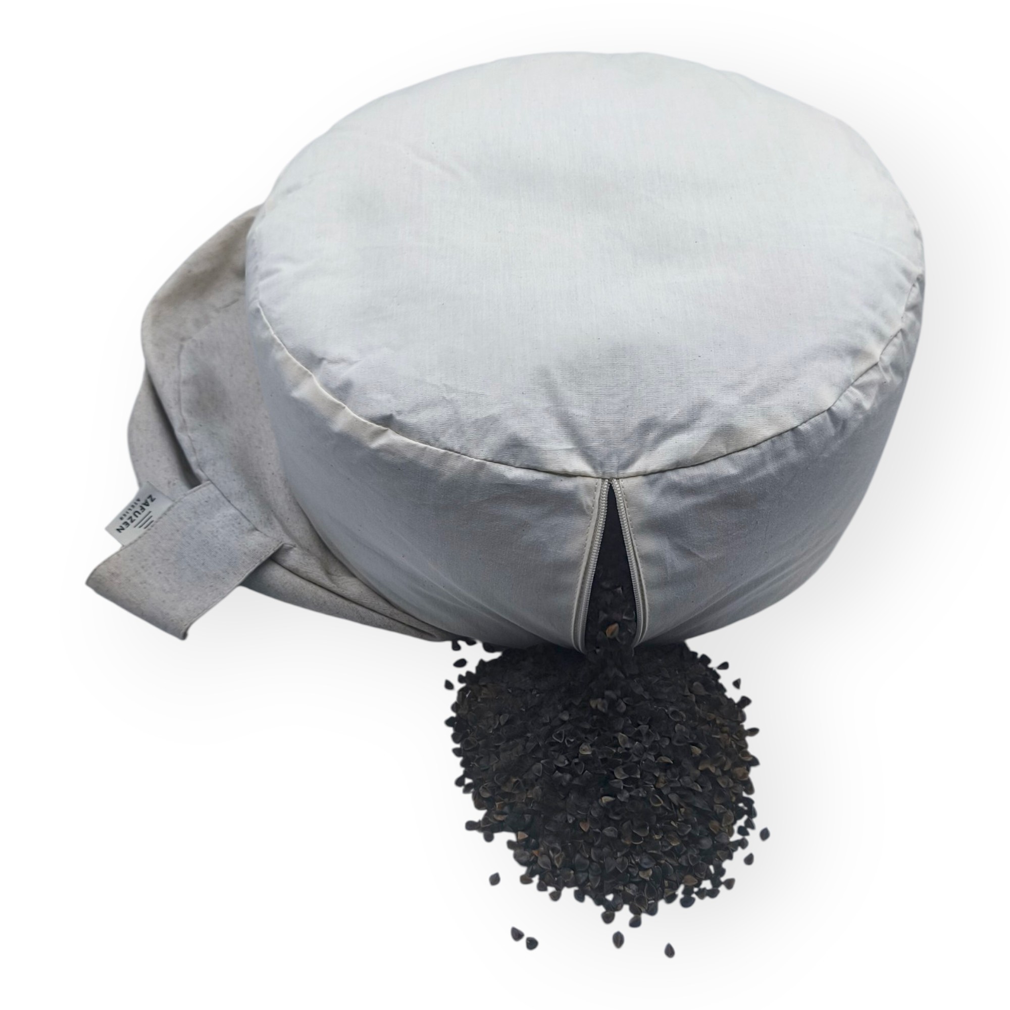 Zafú Redondo de Meditación · Cojín de Meditación y Yoga · Zafu Yoga con Relleno de Cáscara de Trigo Sarraceno · Funda Lavable · Ø 32 × 16 cm · Modelo: Sand · ZAFUZEN Atelier - Imagen 8