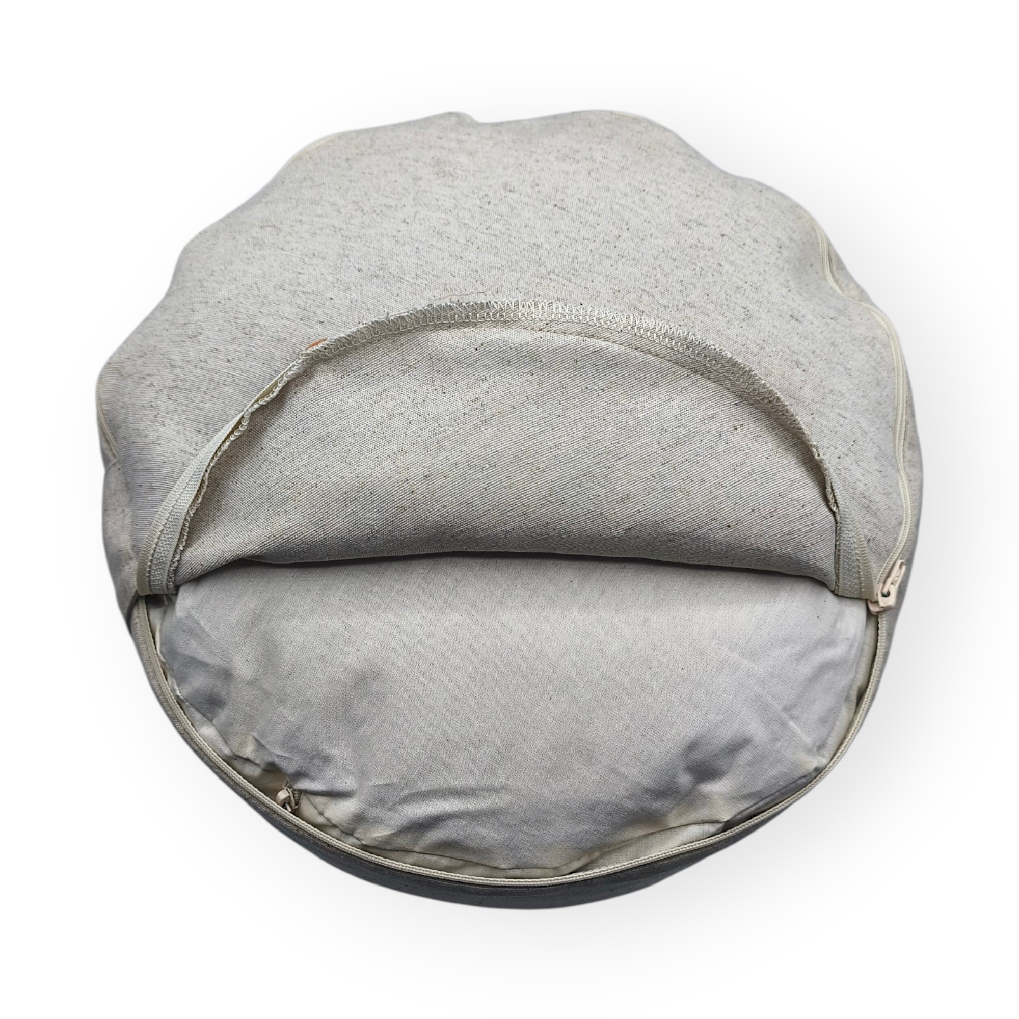 Zafú Redondo de Meditación · Cojín de Meditación y Yoga · Zafu Yoga con Relleno de Cáscara de Trigo Sarraceno · Funda Lavable · Ø 32 × 16 cm · Modelo: Sand · ZAFUZEN Atelier - Imagen 7