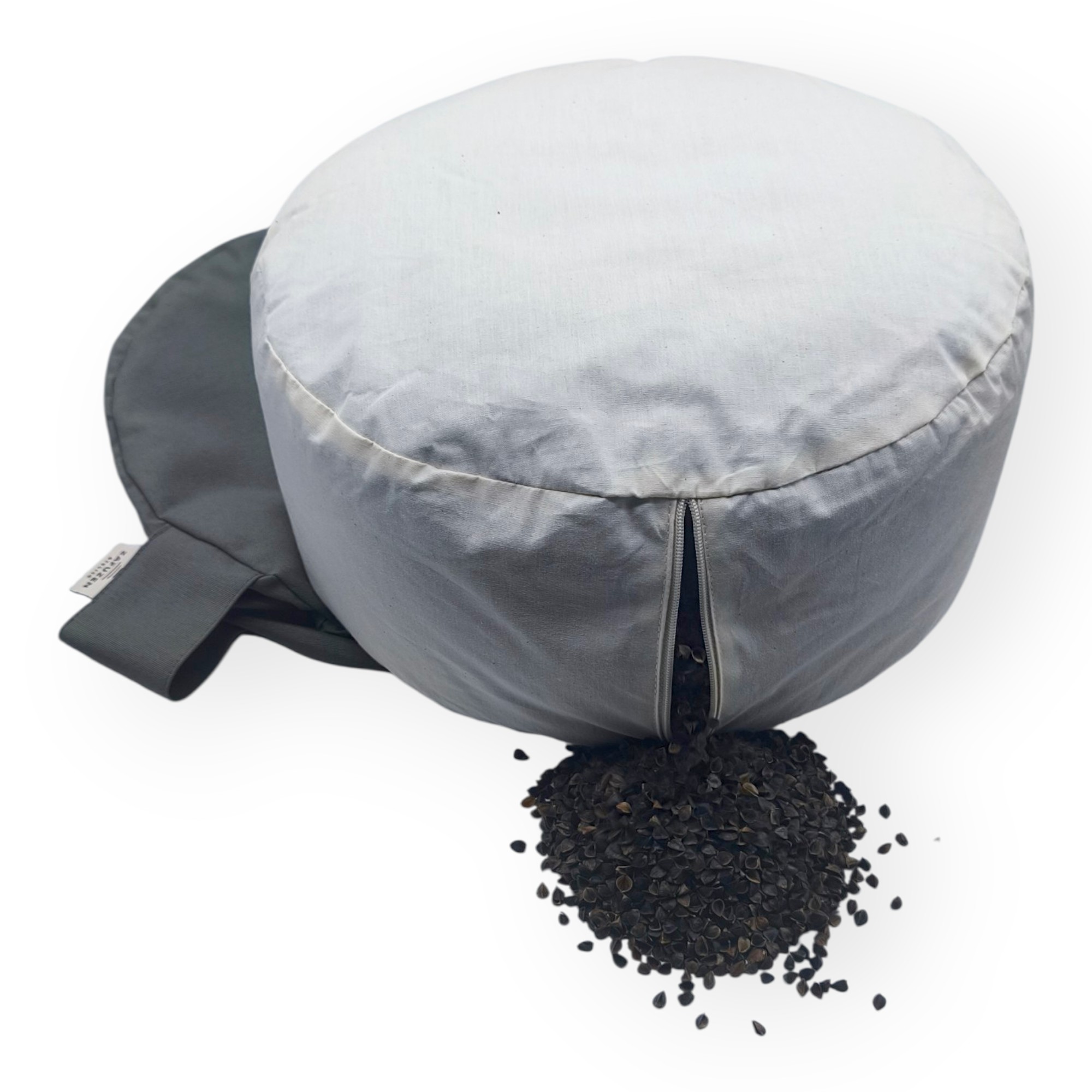 Zafú Redondo de Meditación · Cojín de Meditación y Yoga · Zafu Yoga con Relleno de Cáscara de Trigo Sarraceno · Funda Lavable · Ø 32 × 16 cm · Modelo: Stone · ZAFUZEN Atelier - Imagen 8