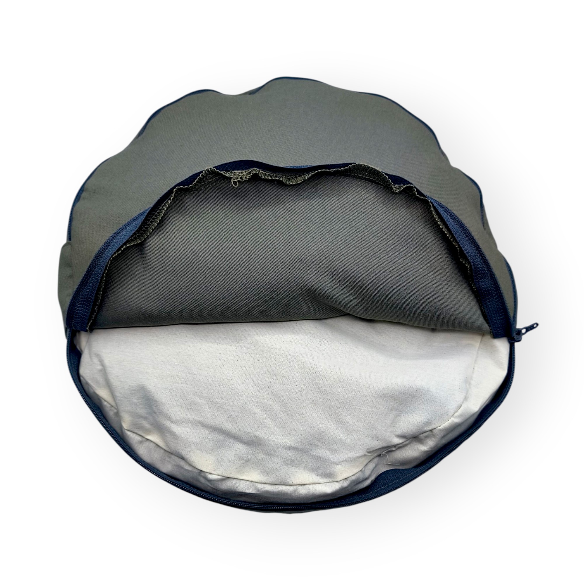 Zafú Redondo de Meditación · Cojín de Meditación y Yoga · Zafu Yoga con Relleno de Cáscara de Trigo Sarraceno · Funda Lavable · Ø 32 × 16 cm · Modelo: Stone · ZAFUZEN Atelier - Imagen 7