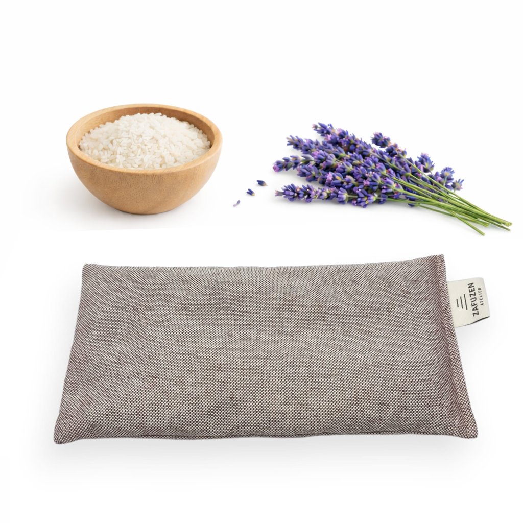 ZAFUZEN Atelier · Ritual de Estiramiento y Descanso · Set de Yoga con Correa de Estiramiento y Almohada para Ojos con Lavanda · Kit de Bienestar para Yoga, Savasana y Relajación · Modelo Clay - Imagen 4