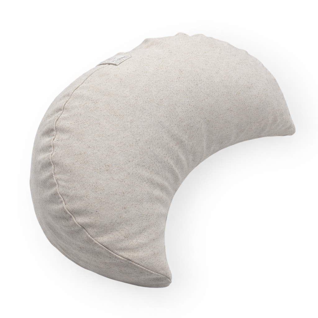 Zafú Media Luna · Cojín de Meditación Ergonómico · Zafu Yoga con Relleno de Cáscara de Trigo Sarraceno · Funda Lavable · Modelo: Sand · ZAFUZEN Atelier · 40×14 cm