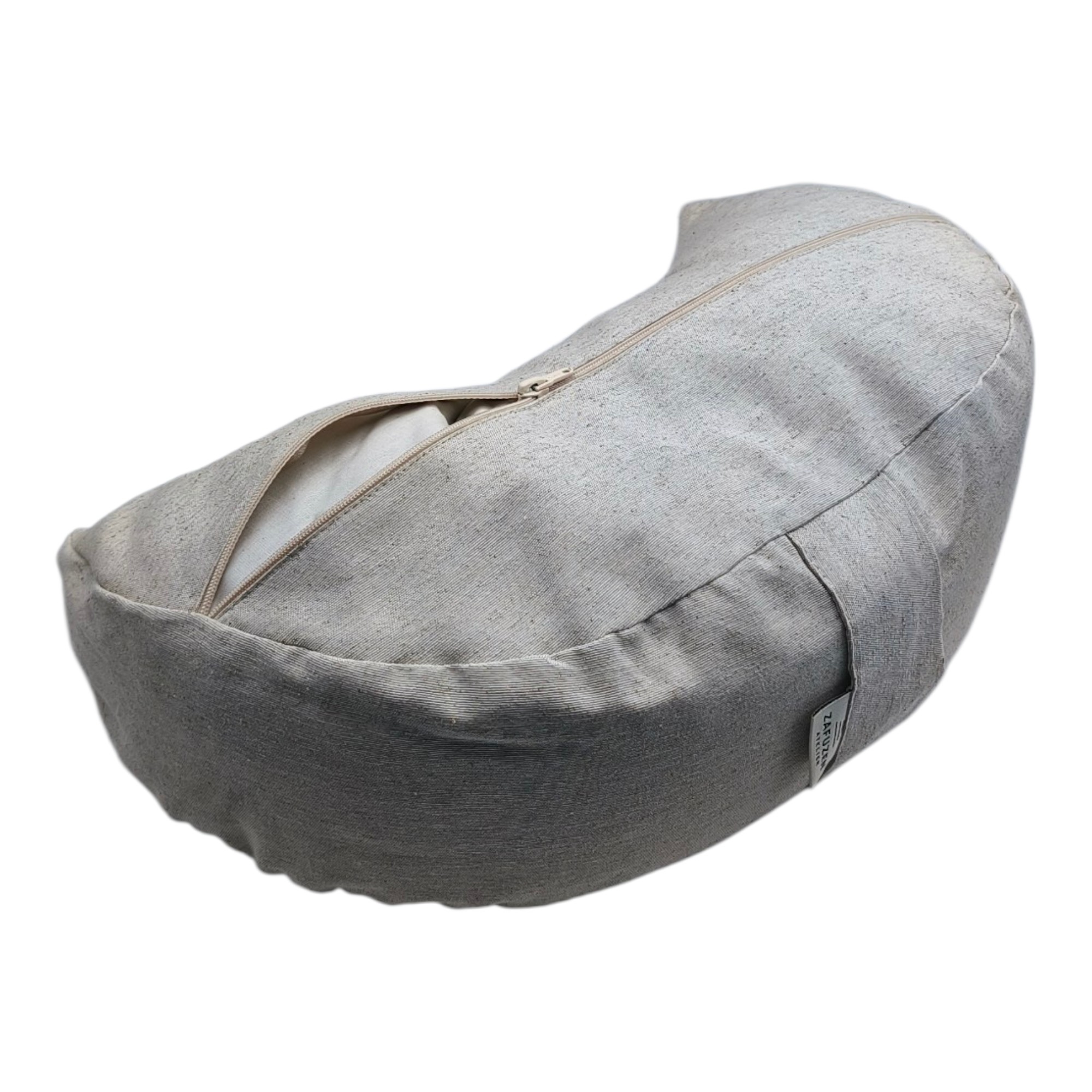 Zafú Media Luna · Cojín de Meditación Ergonómico · Zafu Yoga con Relleno de Cáscara de Trigo Sarraceno · Funda Lavable · Modelo: Sand · ZAFUZEN Atelier · 40×14 cm - Imagen 5