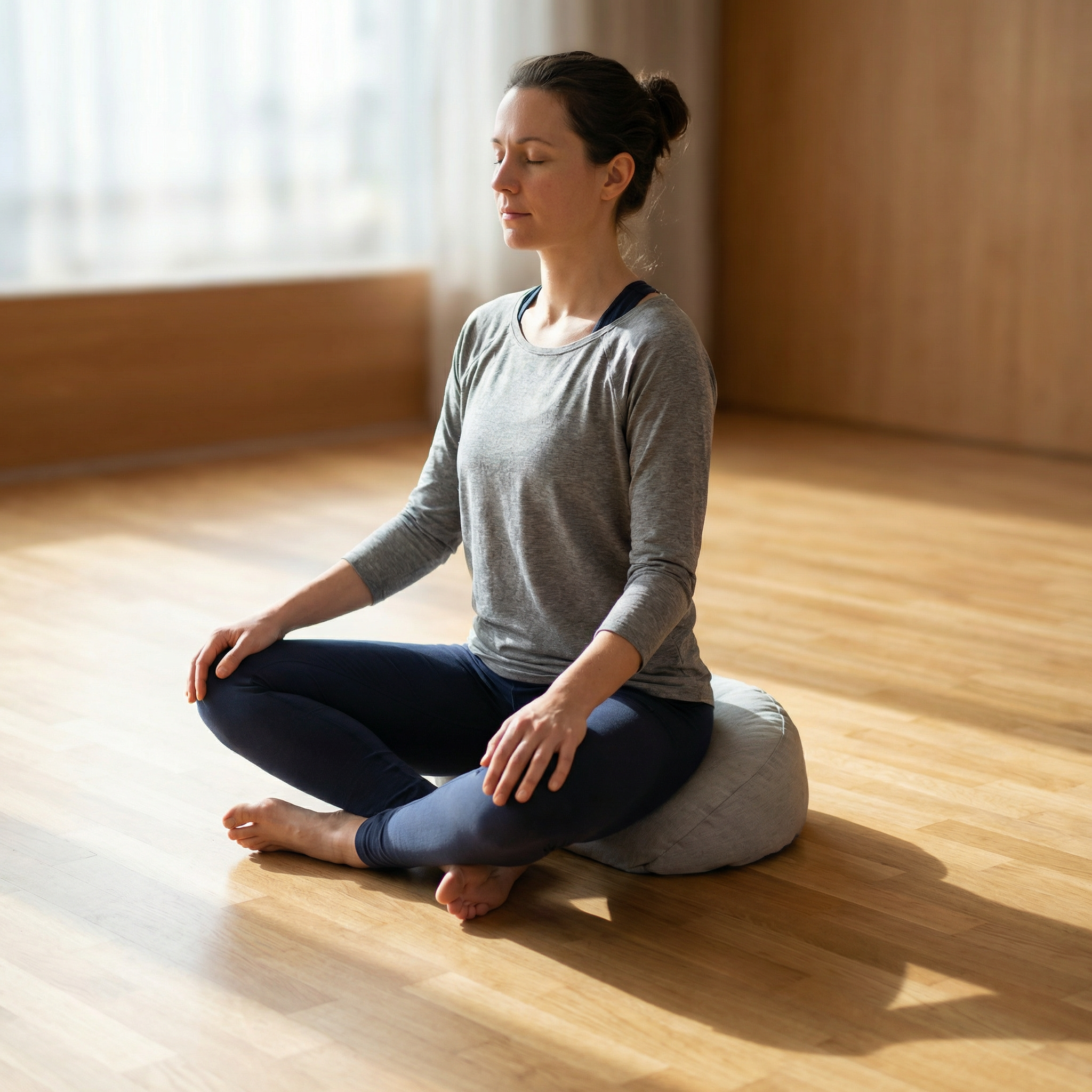 Zafú Media Luna · Cojín de Meditación Ergonómico · Zafu Yoga con Relleno de Cáscara de Trigo Sarraceno · Funda Lavable · Modelo: Sand · ZAFUZEN Atelier · 40×14 cm - Imagen 9