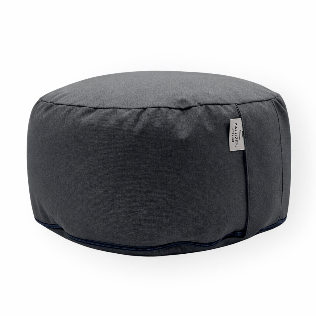 Zafú Redondo de Meditación · Cojín de Meditación y Yoga · Zafu Yoga con Relleno de Cáscara de Trigo Sarraceno · Funda Lavable · Ø 32 × 16 cm · Modelo: Stone · ZAFUZEN Atelier