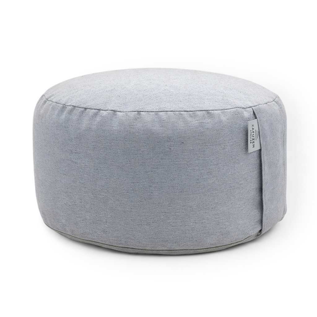 Zafú Redondo de Meditación · Cojín de Meditación y Yoga · Zafu Yoga con Relleno de Cáscara de Trigo Sarraceno · Funda Lavable · Ø 32 × 16 cm · Modelo: Sand · ZAFUZEN Atelier