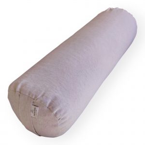 Bolster de Yoga cilíndrico · Cojín Bolster para Yoga Restaurativo y Savasana · Relleno de cáscara de espelta ecológica con lavanda · Funda lavable · 60×20 cm · Modelo: Sand