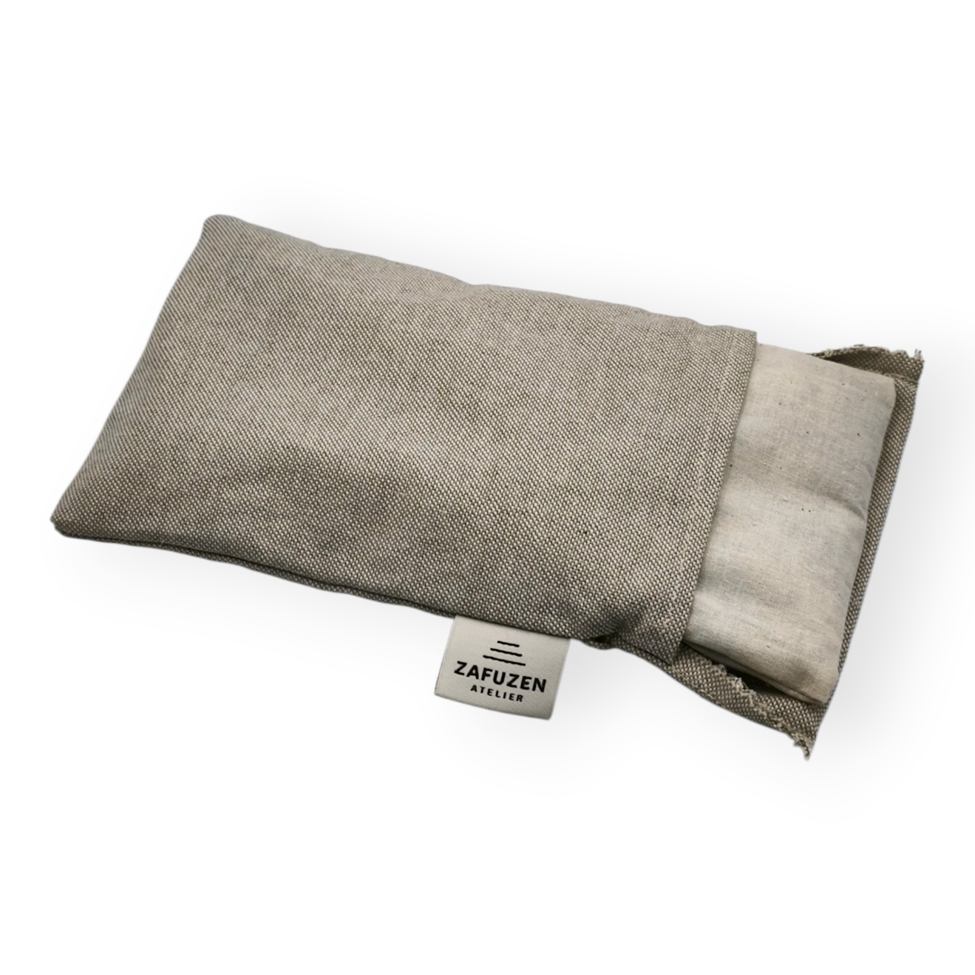 Almohada para ojos yoga con funda lavable Dune – Algodón natural – Relleno arroz y lavanda – ZAFUZEN - Imagen 2