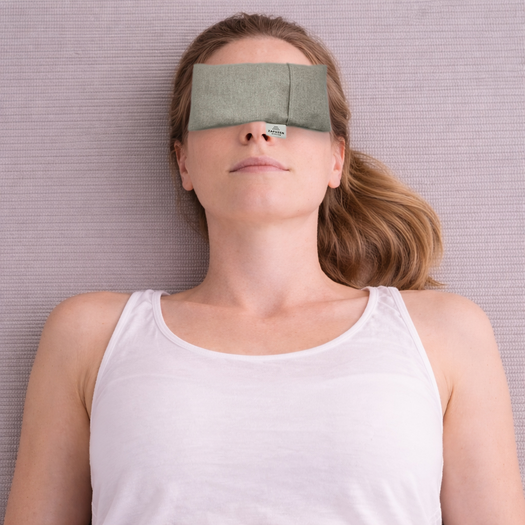 Almohada para ojos yoga con funda lavable Dune – Algodón natural – Relleno arroz y lavanda – ZAFUZEN - Imagen 5