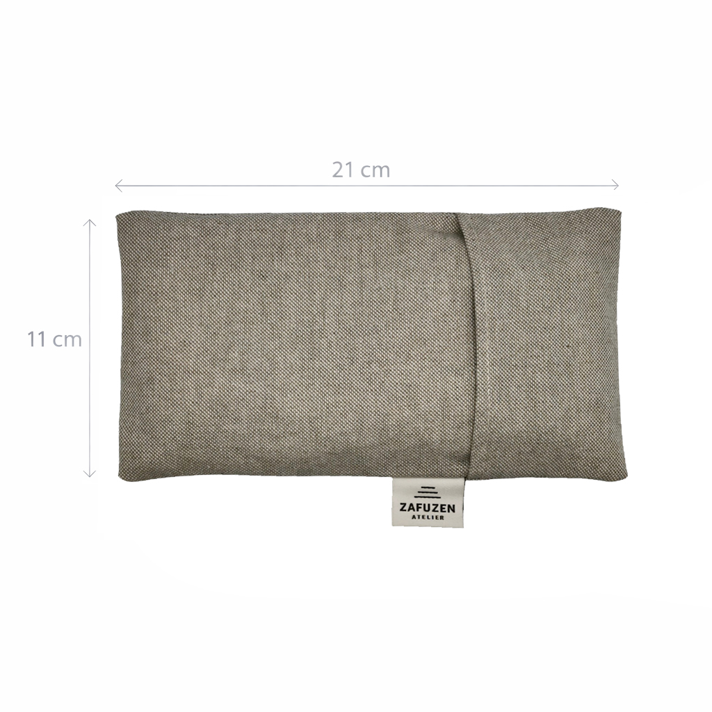 Almohada para ojos yoga con funda lavable Dune – Algodón natural – Relleno arroz y lavanda – ZAFUZEN - Imagen 6