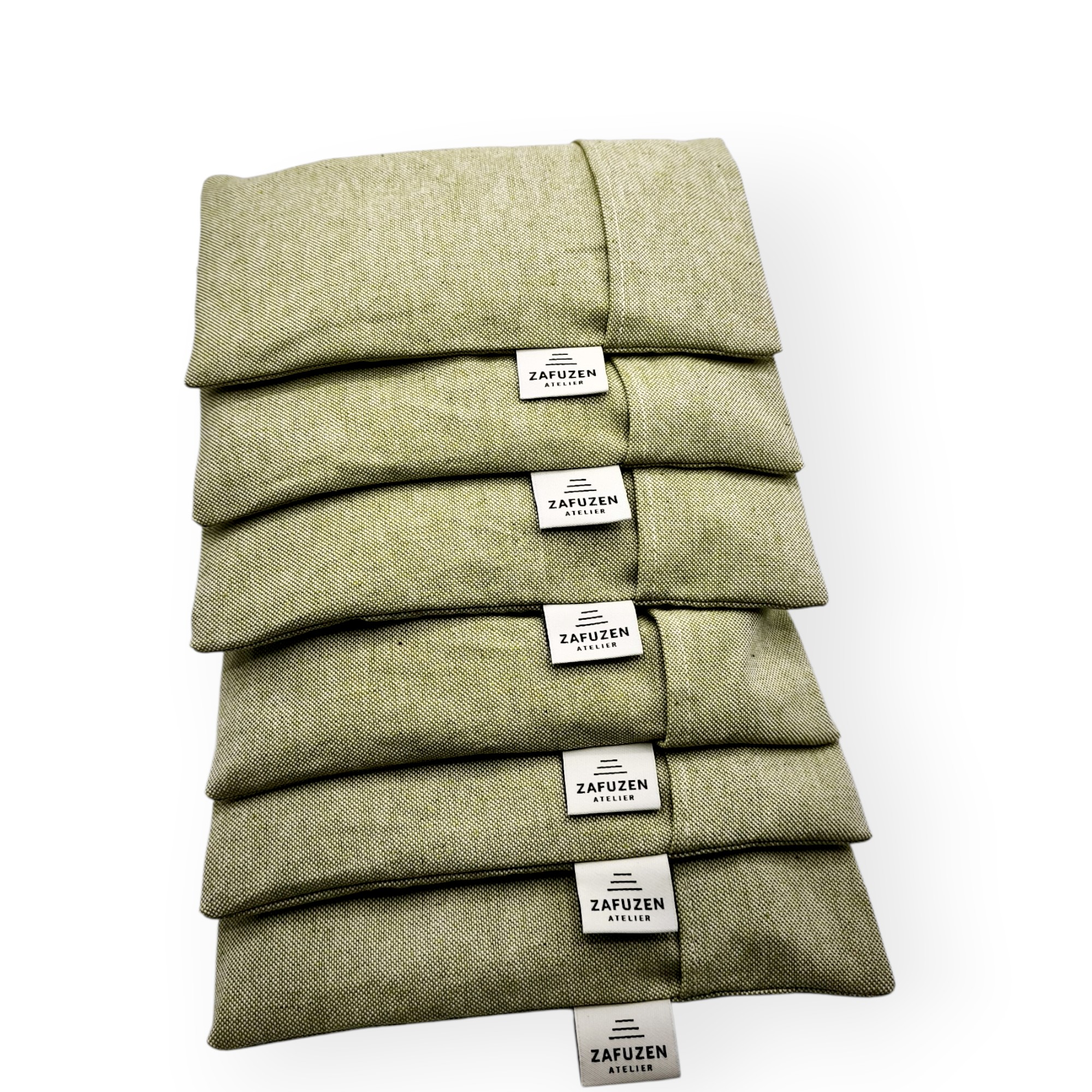 Almohadas para Ojos con Funda Lavable Pack 6 – Algodón Natural y Lavanda – Uso Profesional Yoga, Pilates, Spa y Fisioterapia – Color Sage – ZAFUZEN Atelier