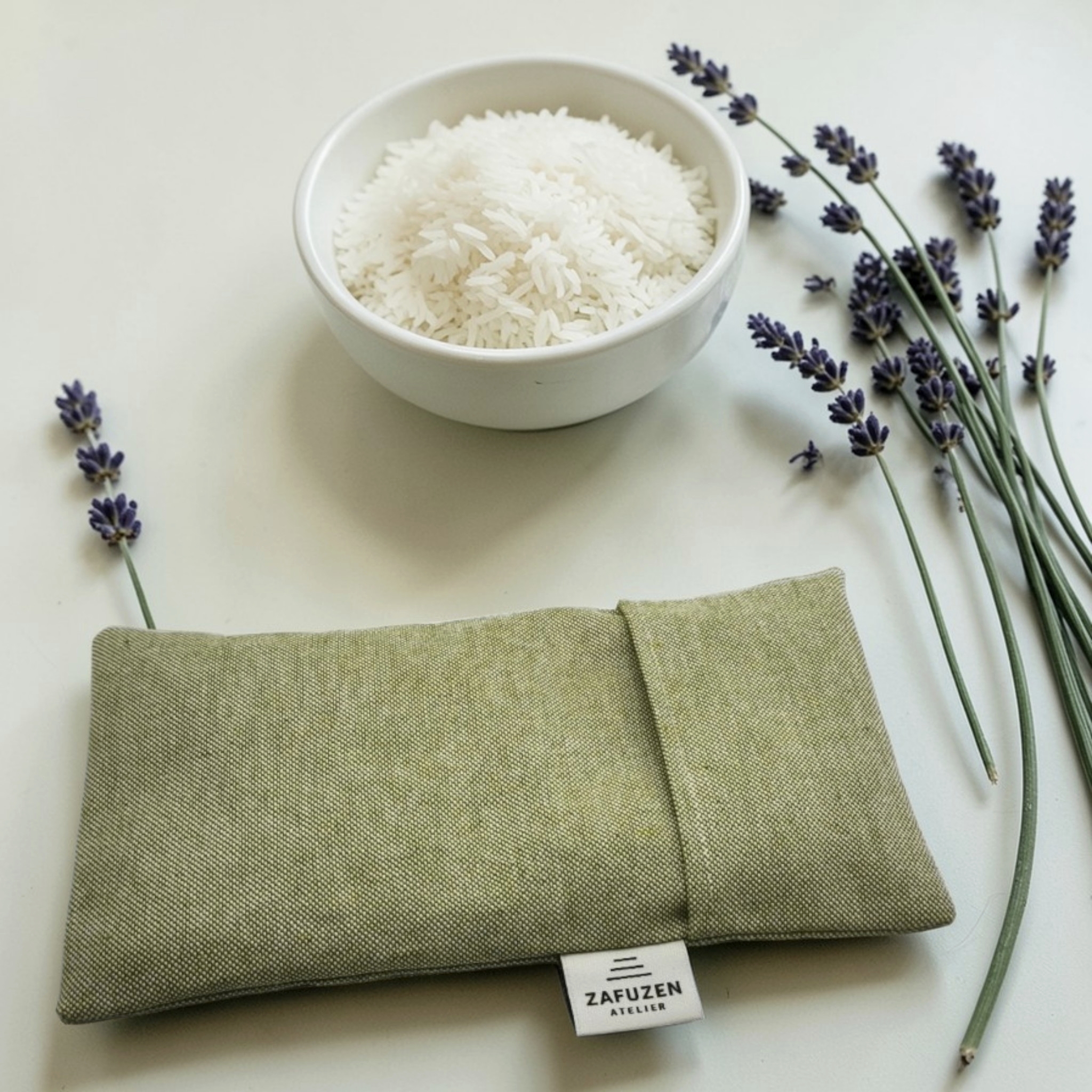Almohadas para Ojos con Funda Lavable Pack 6 – Algodón Natural y Lavanda – Uso Profesional Yoga, Pilates, Spa y Fisioterapia – Color Sage – ZAFUZEN Atelier - Imagen 3